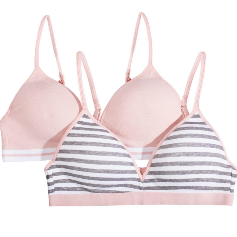 pink and striped bras 2 pack